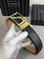 AAA Replica Ermenegildo Zegna Black Leather Belt Price - Yellow Gold Buckle